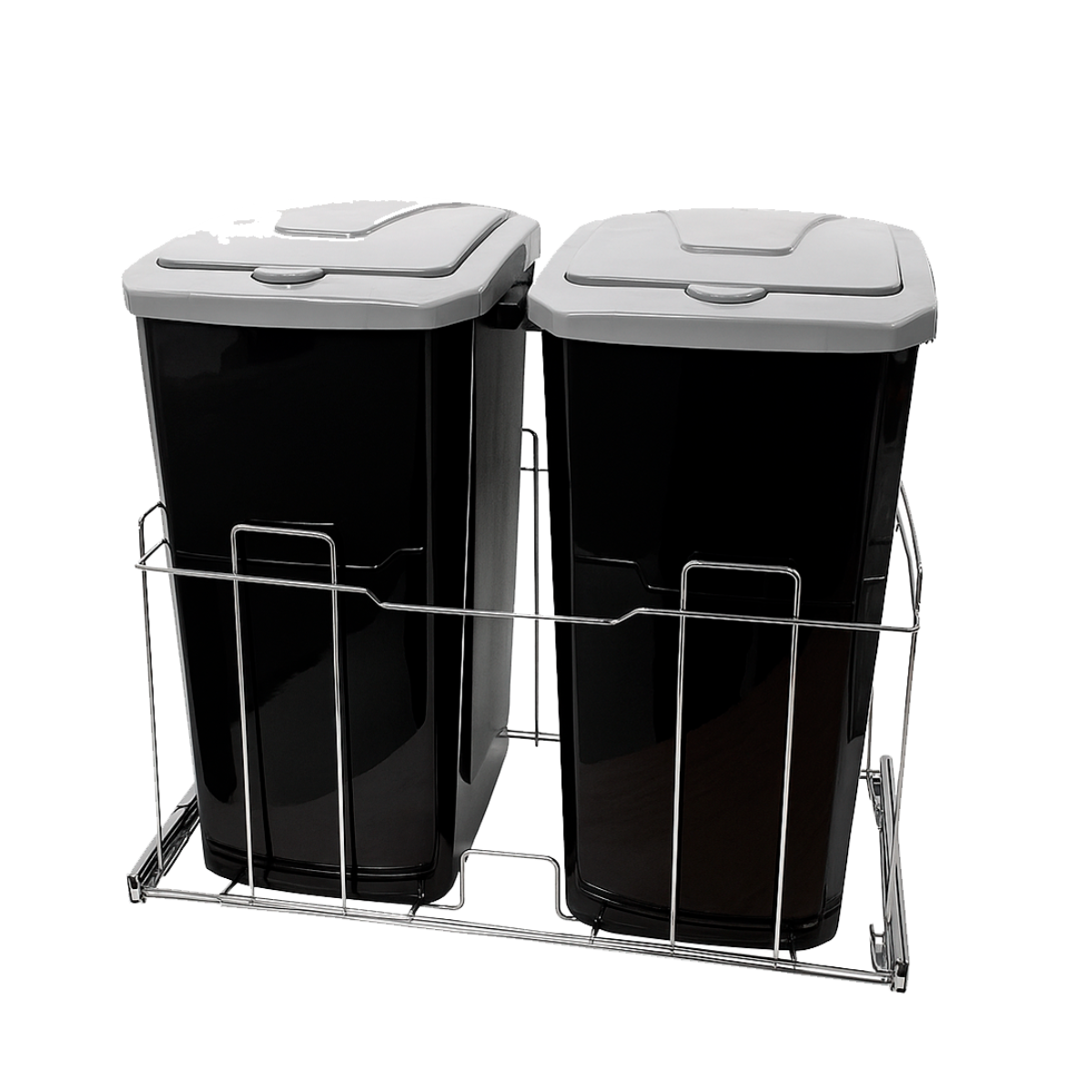Lixeira Deslizante Dupla - Cesto 30 Litros - Tampa Click